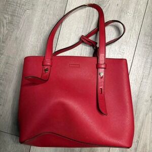 Micheal K Red leather tote bag with adjustable straps